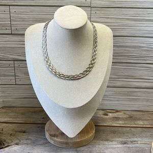 Vintage 18” Six Strand Braided Flat Herringbone Sterling Necklace